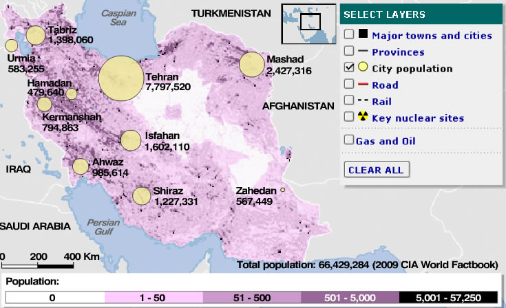 population carte du iran