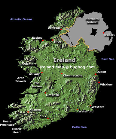 Irlande satellite carte