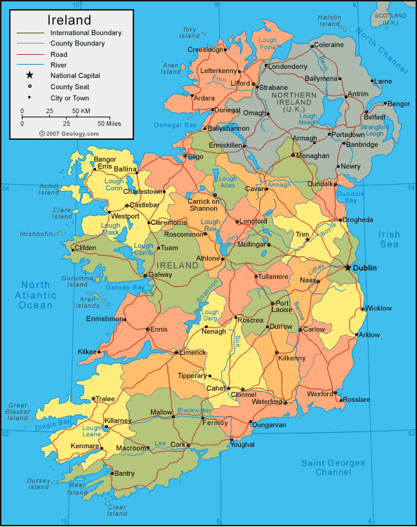carte du Irlande