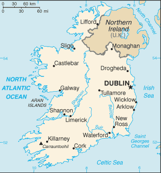 villes carte du Irlande