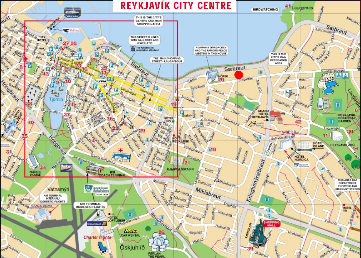 Reykjavik ville centre plan