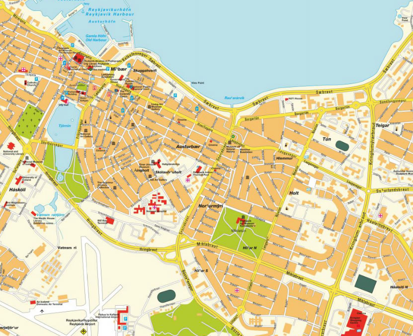 centre ville plan de Reykjavik