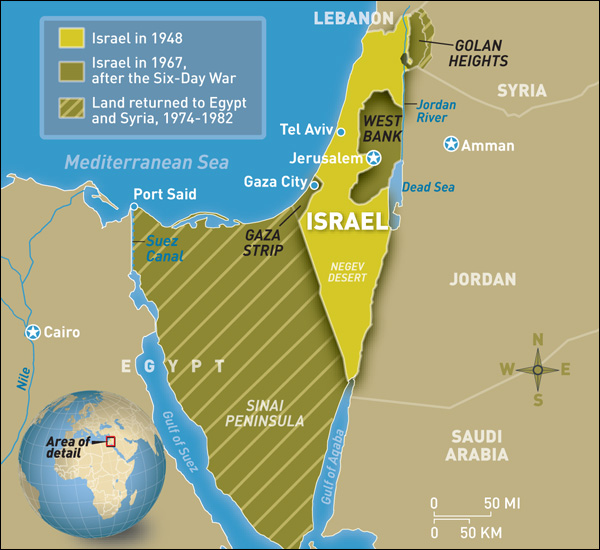 israel carte 1948 1967 1982