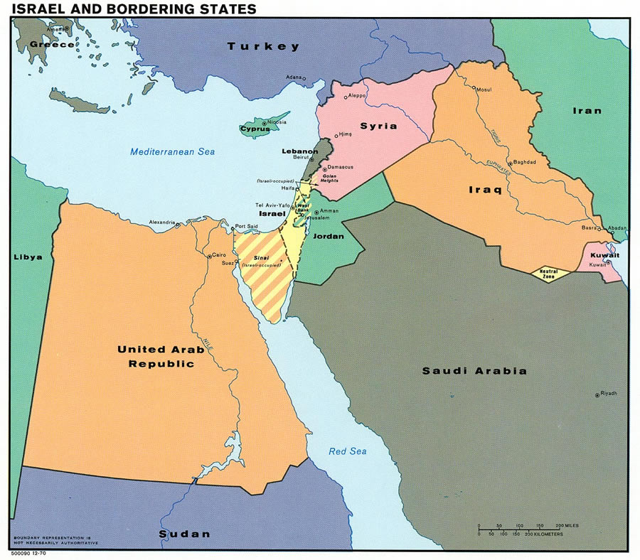 israel limitrophe etats 1970