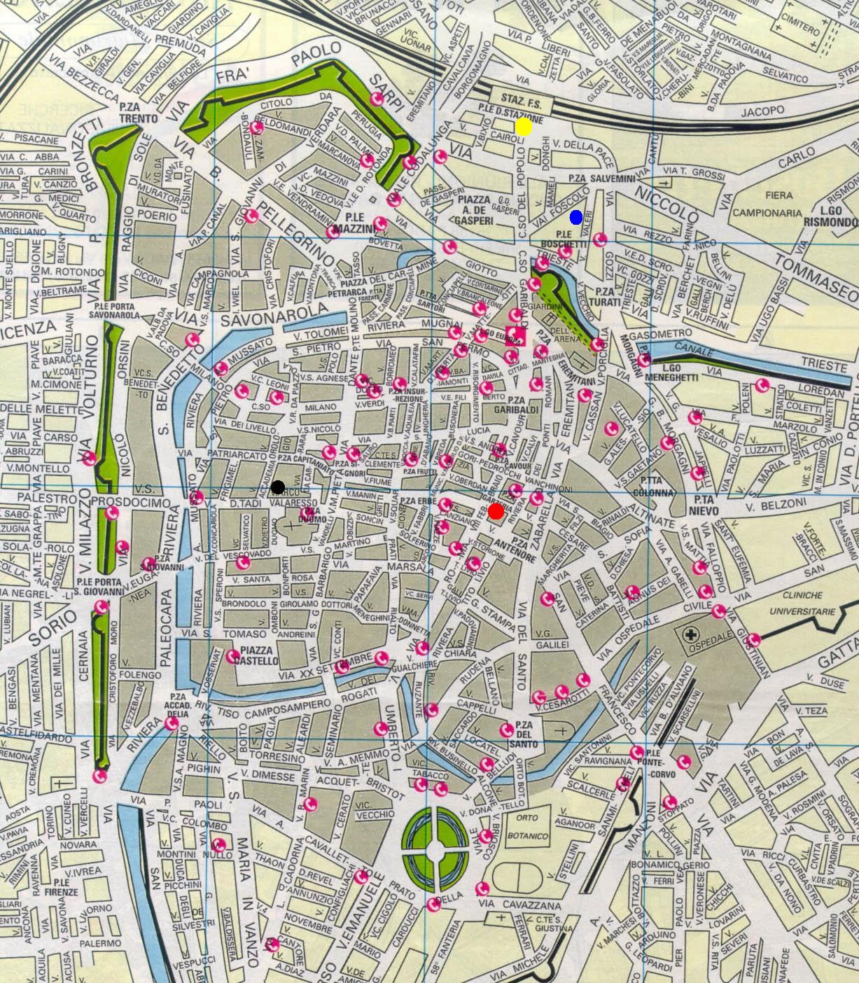 Padua centre map.