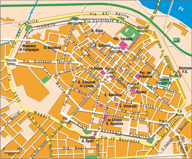 Piacenza ville centre plan