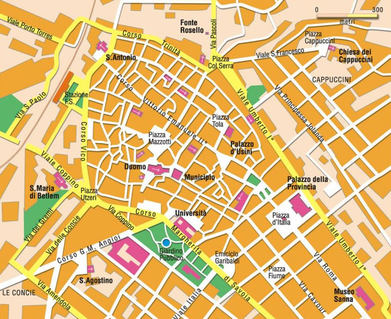Sassari ville centre plan