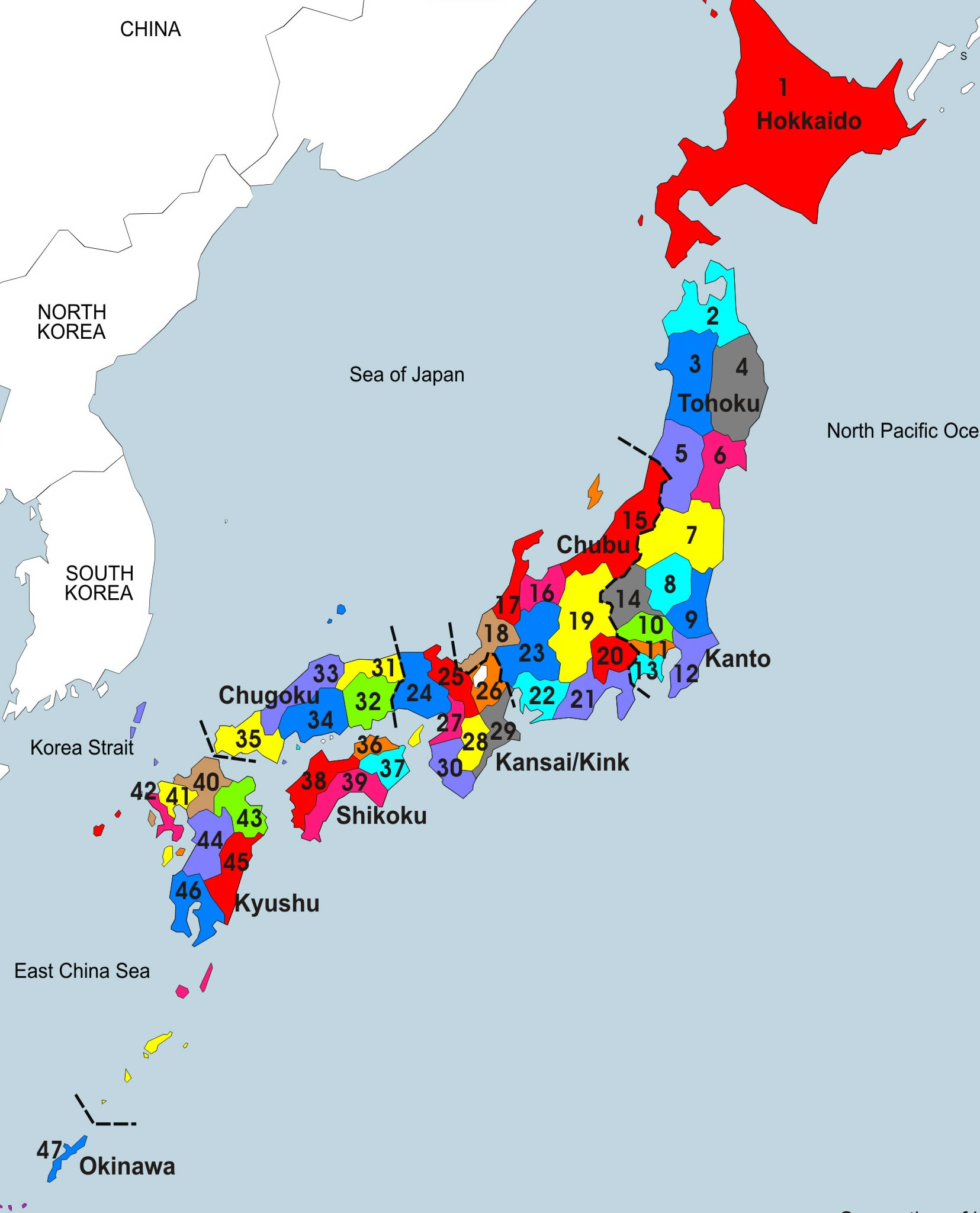 japon provinces carte