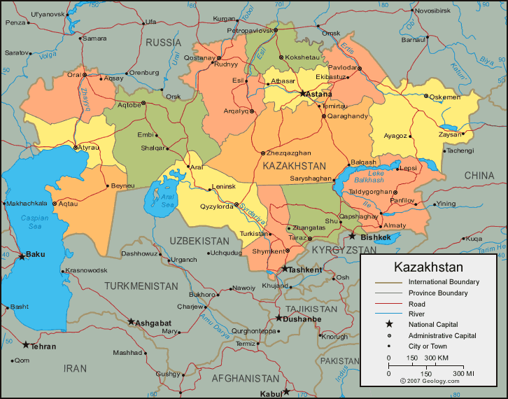 carte du Kazakhstan