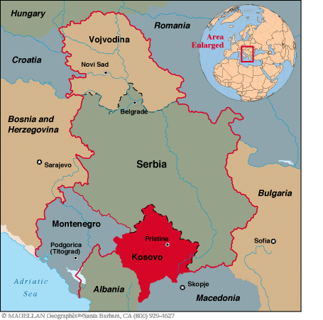 kosovo regions carte