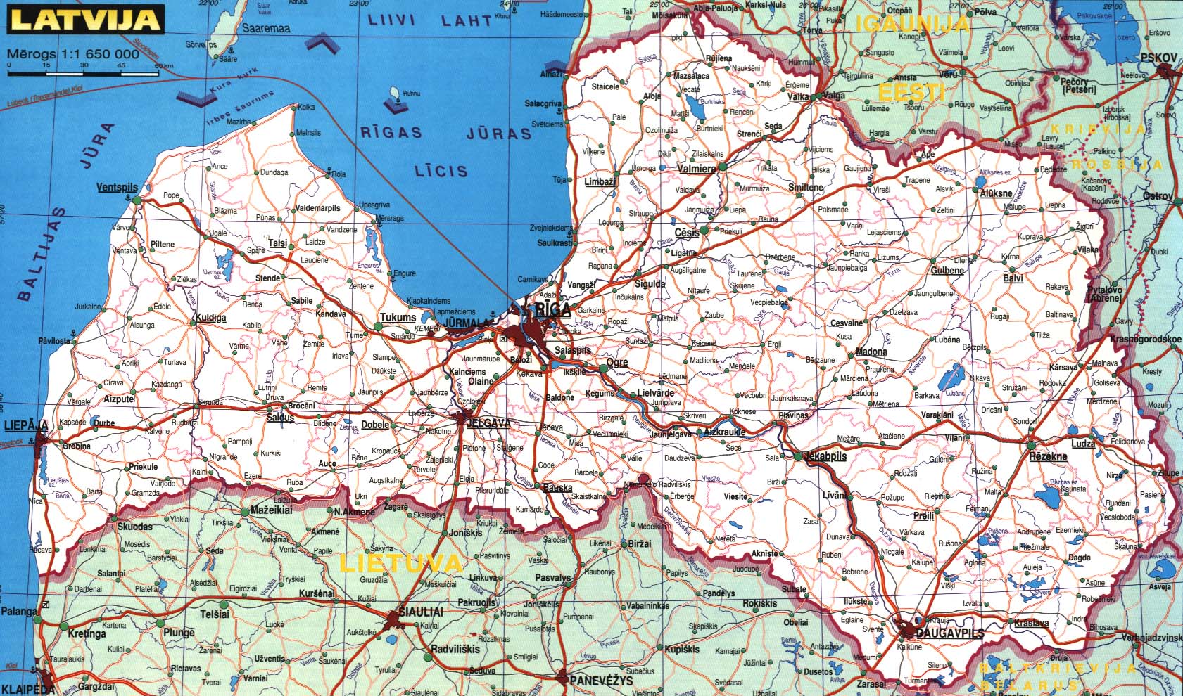 route carte du lettonie