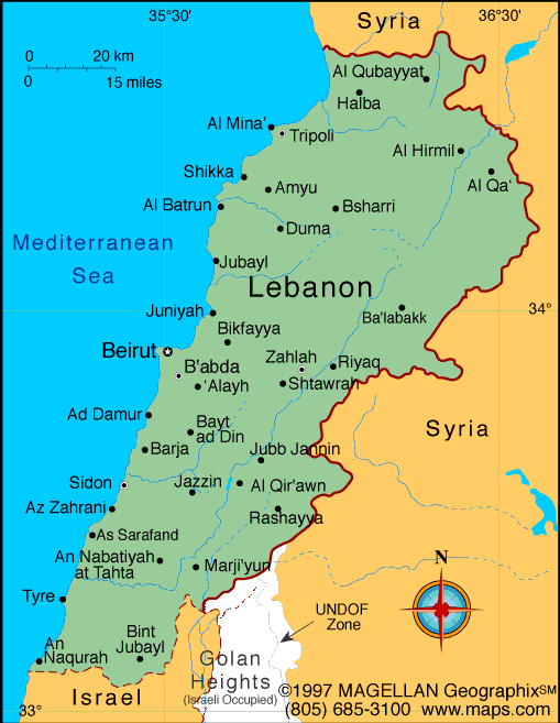 carte du liban