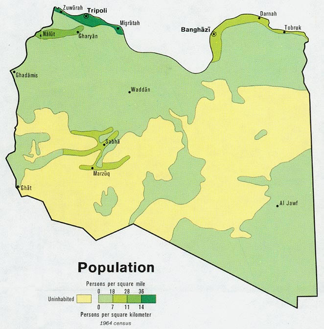 libye population carte 1974