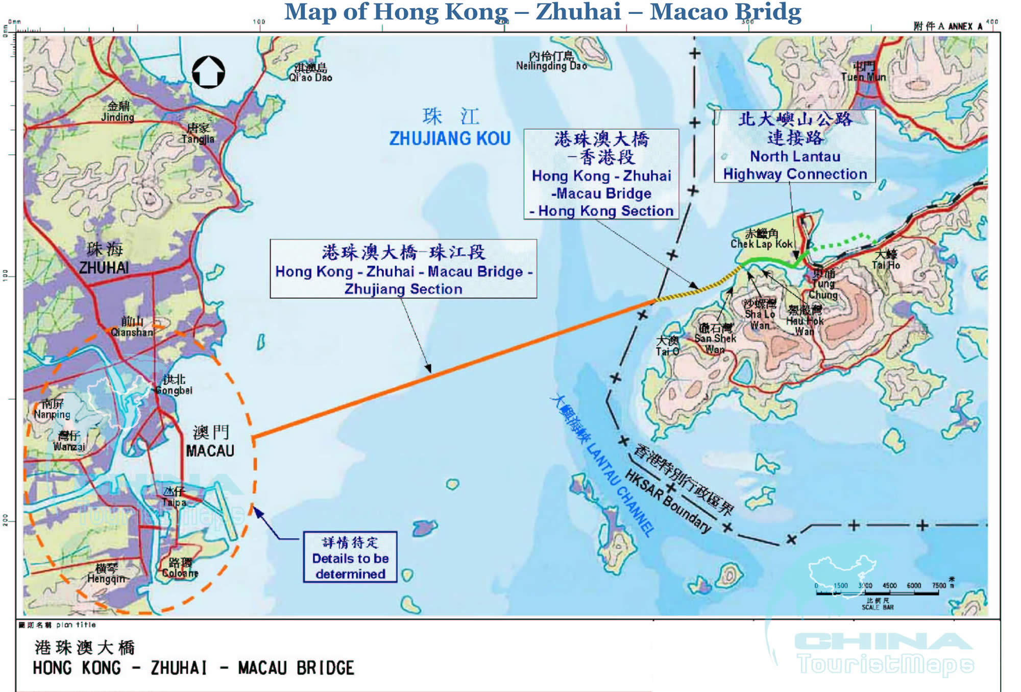 Carte du Hong Kong Zhuhai Macau Bridge