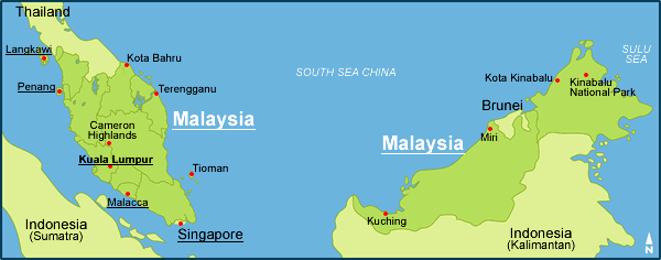 malaisie villes carte