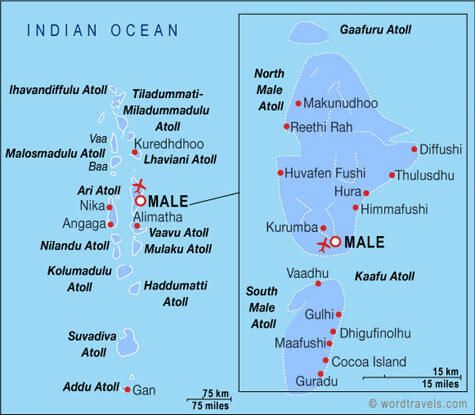 Maldives Carte Indien Ocean