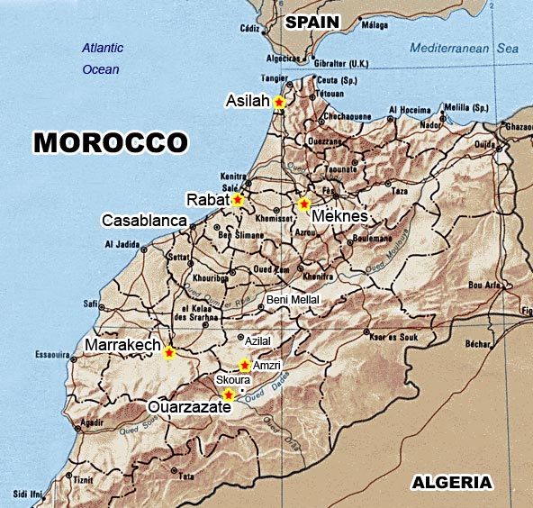 maroc physique carte