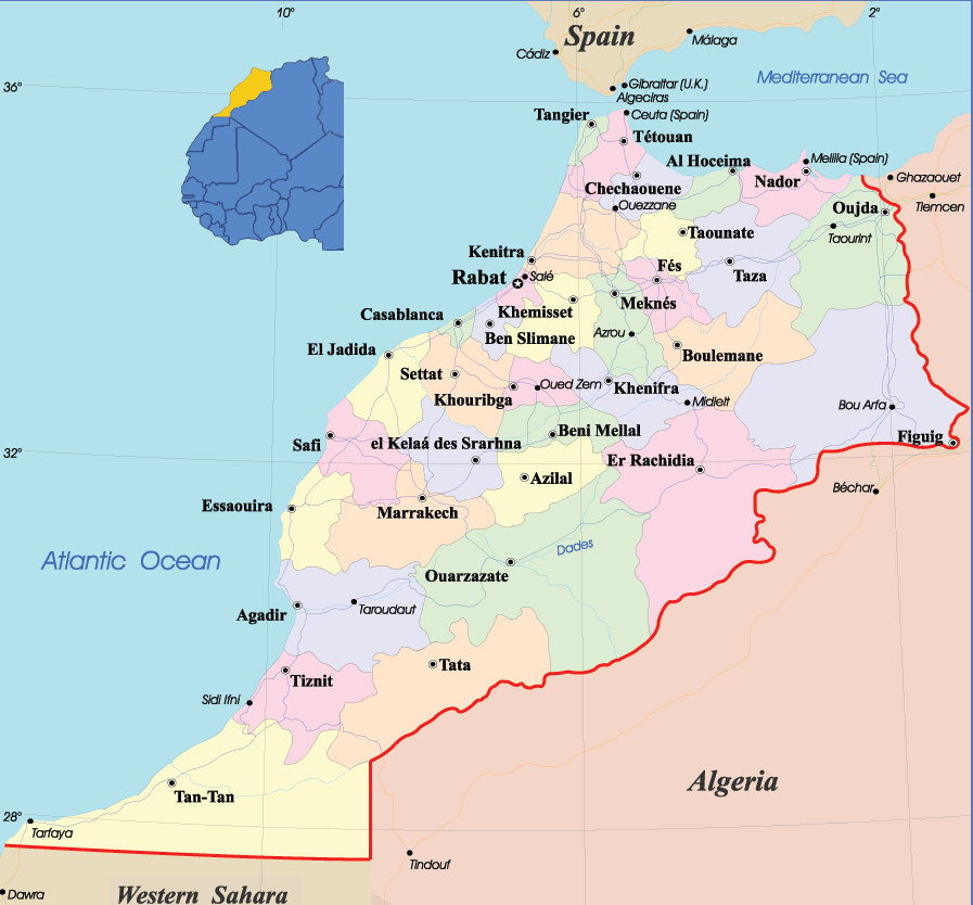 maroc politique carte