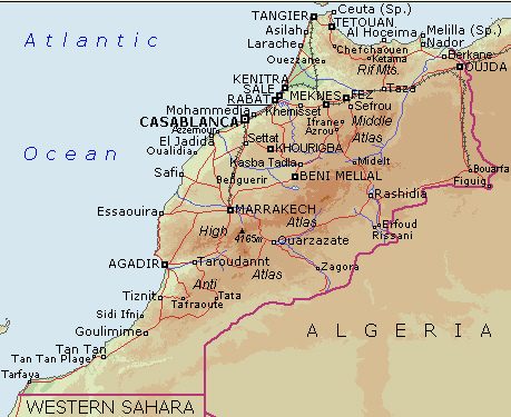 physique carte du maroc