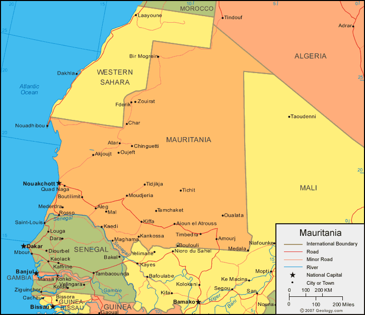 mauritanie carte