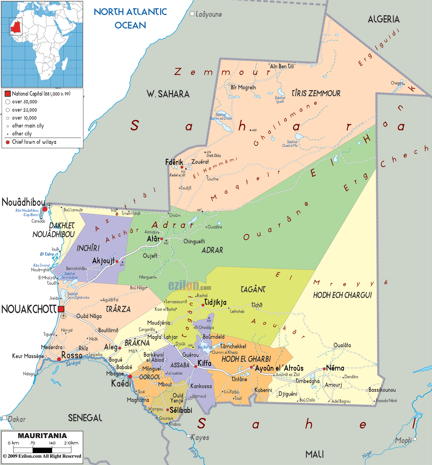 politique carte du mauritanie