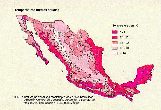 mexique carte temperatures