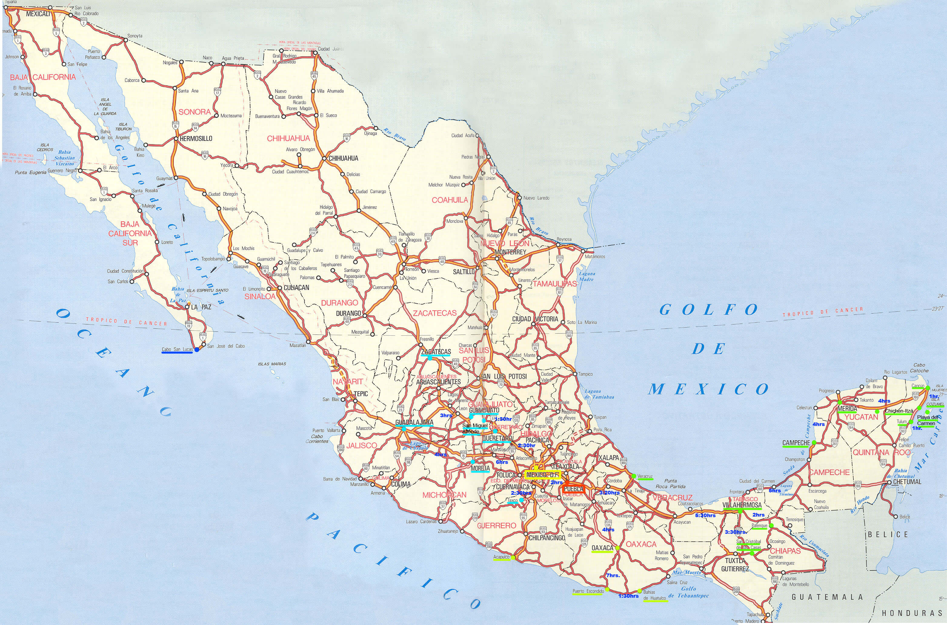 mexique itineraire carte b