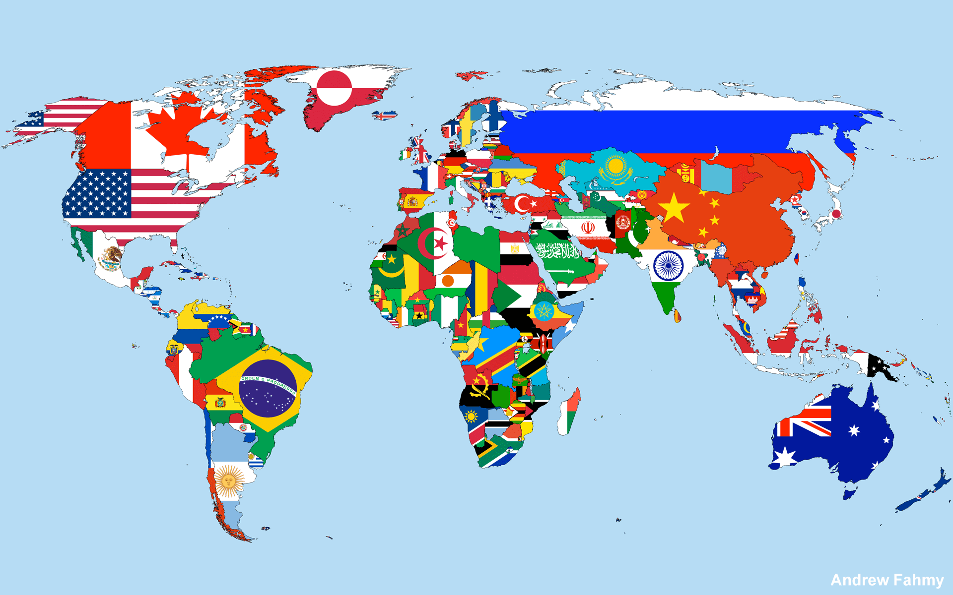 Carte du Monde avec les Drapeaux