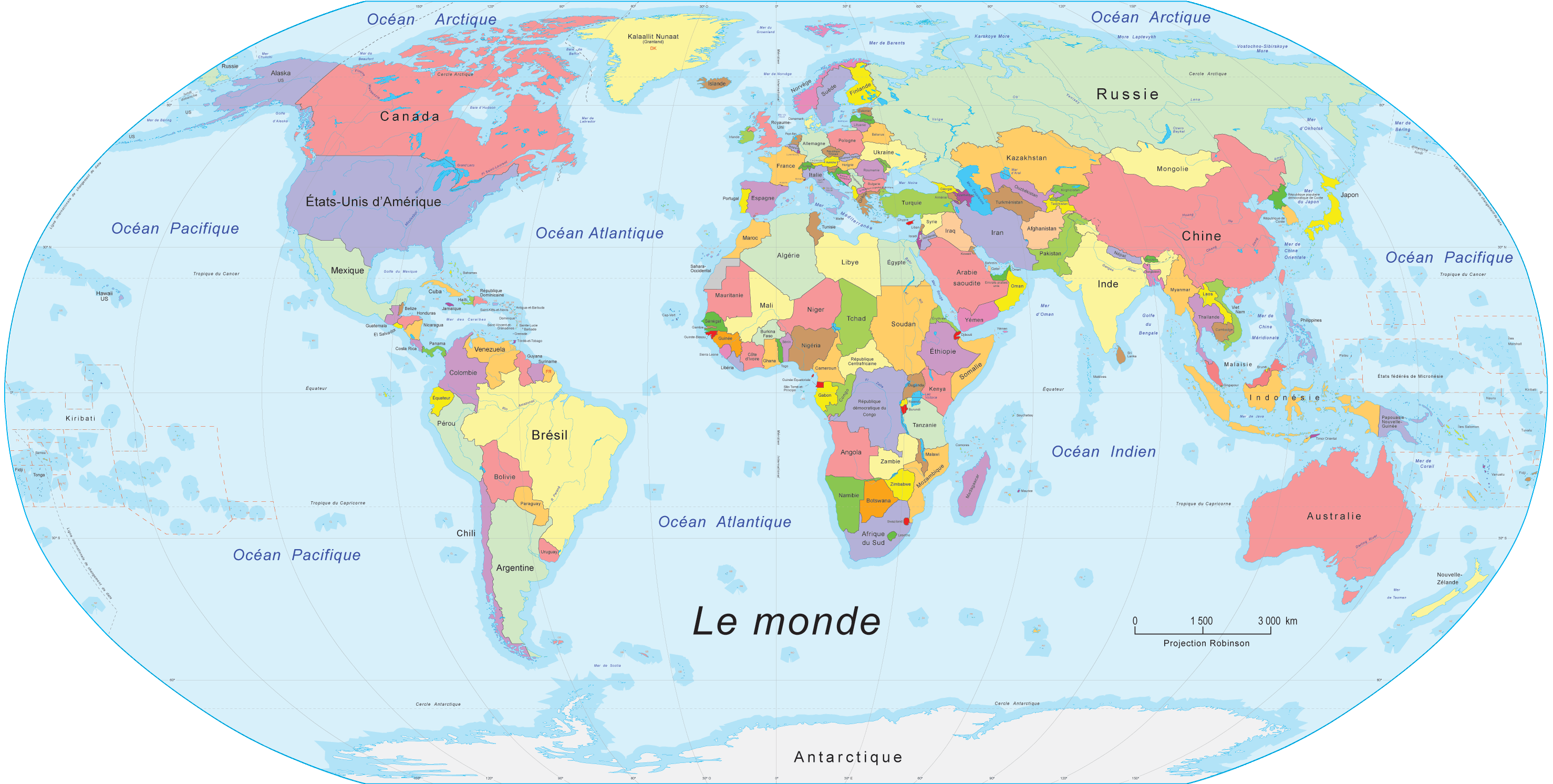 Carte Geographique du Monde