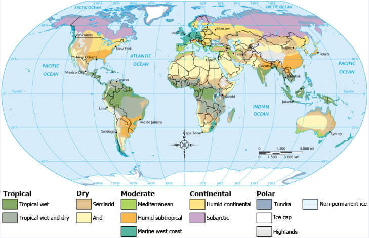 Climat Zones du Monde Carte