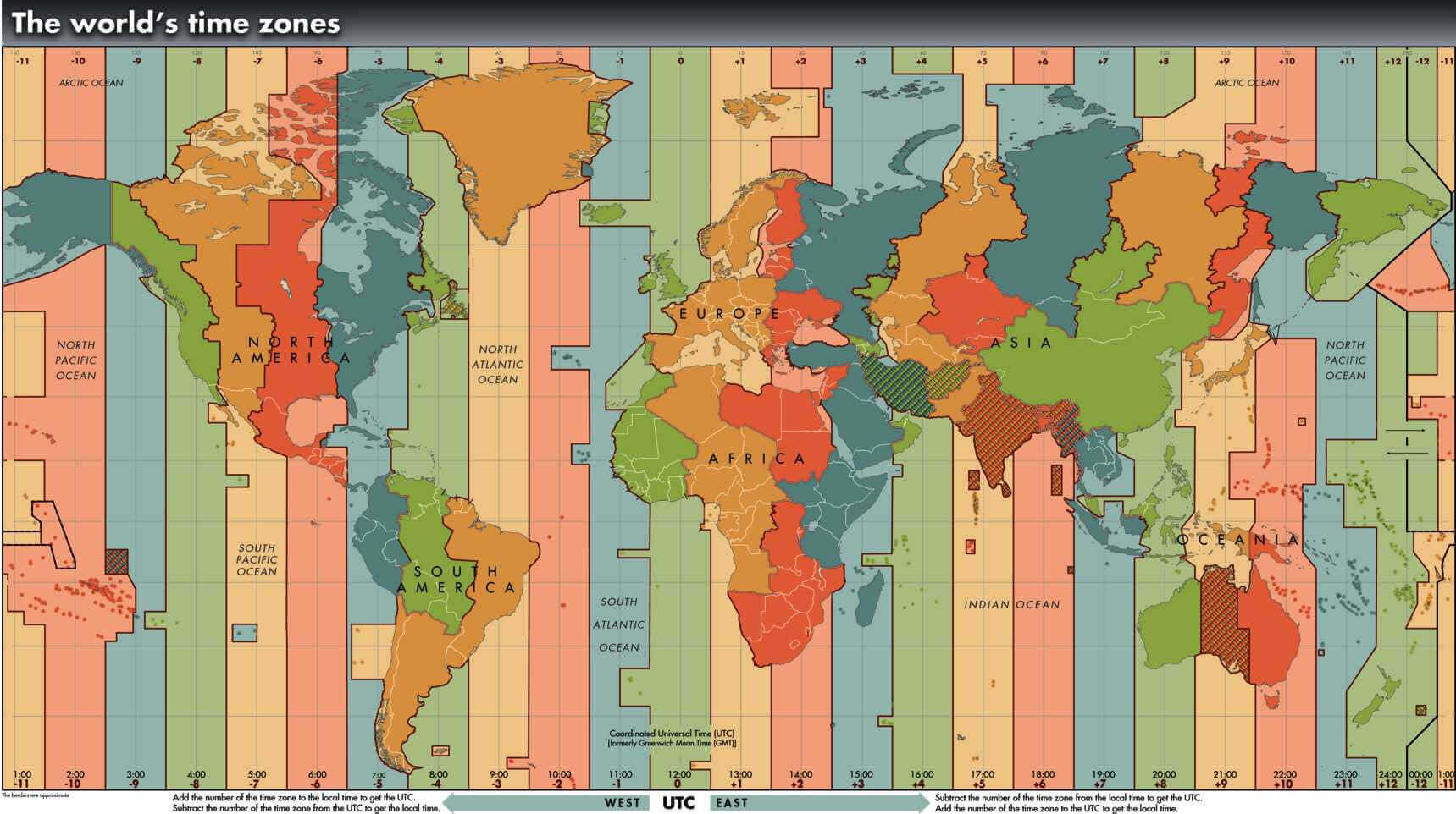 Carte des fuseaux horaires du Monde avec l'Europe