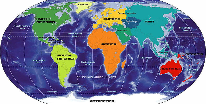 Grand Monde Carte Continents