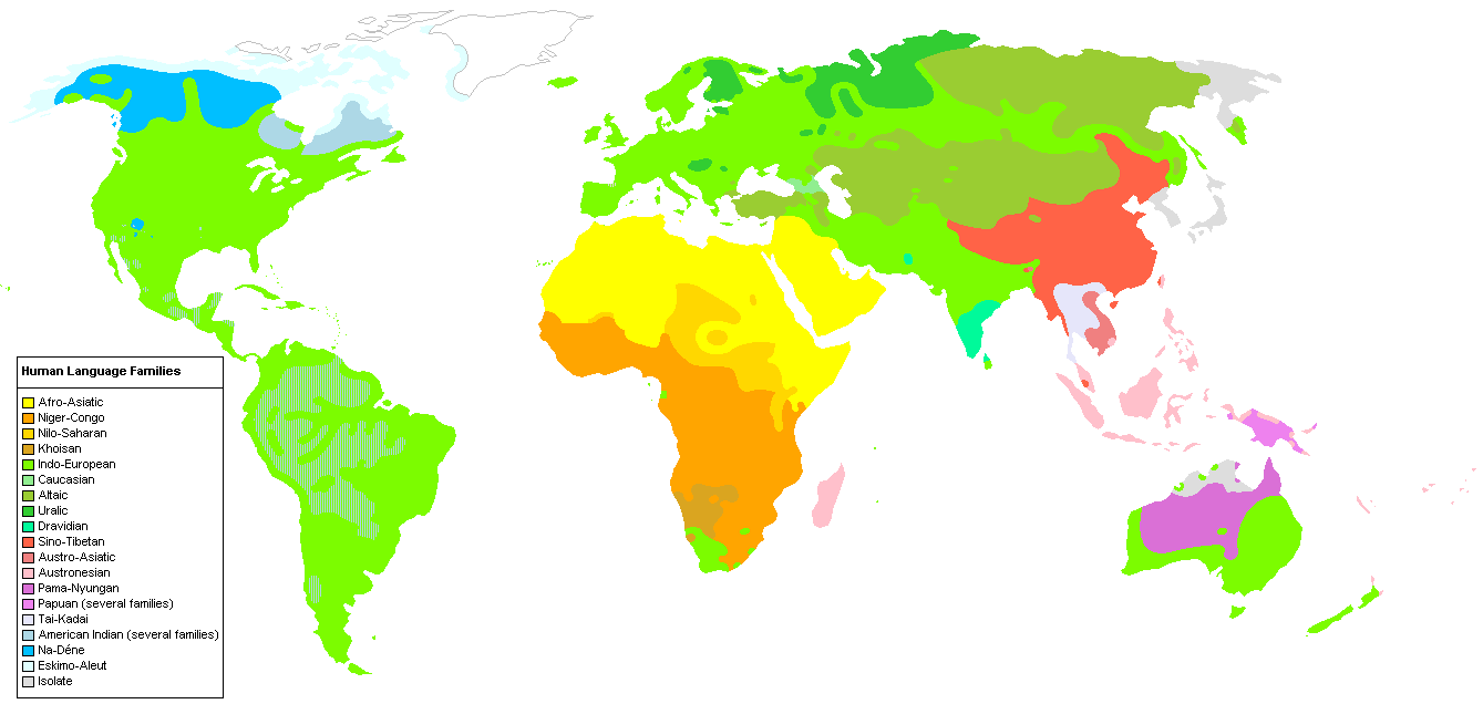 Grande carte des langues du Monde
