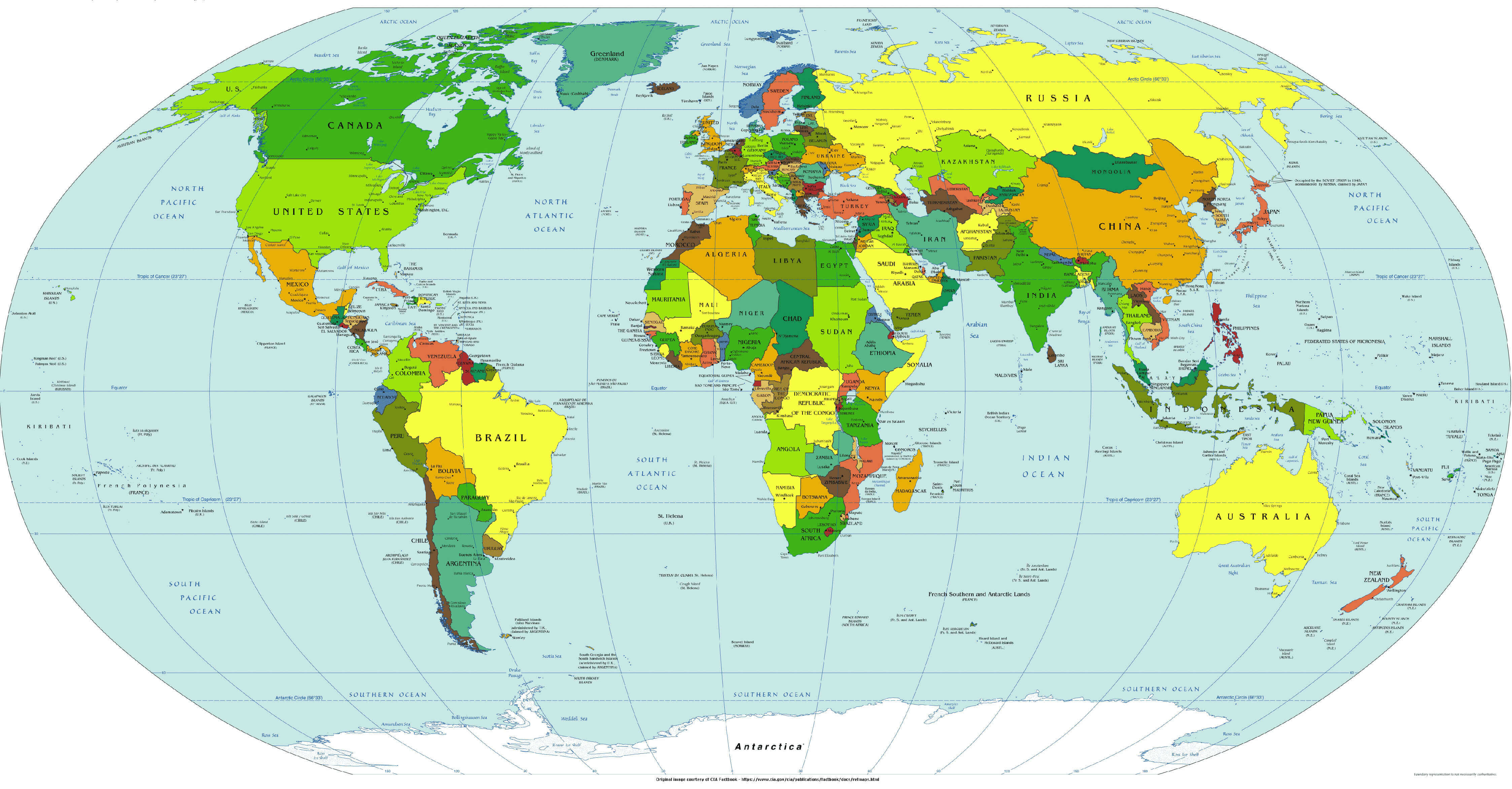 Grande carte du Monde en anglais