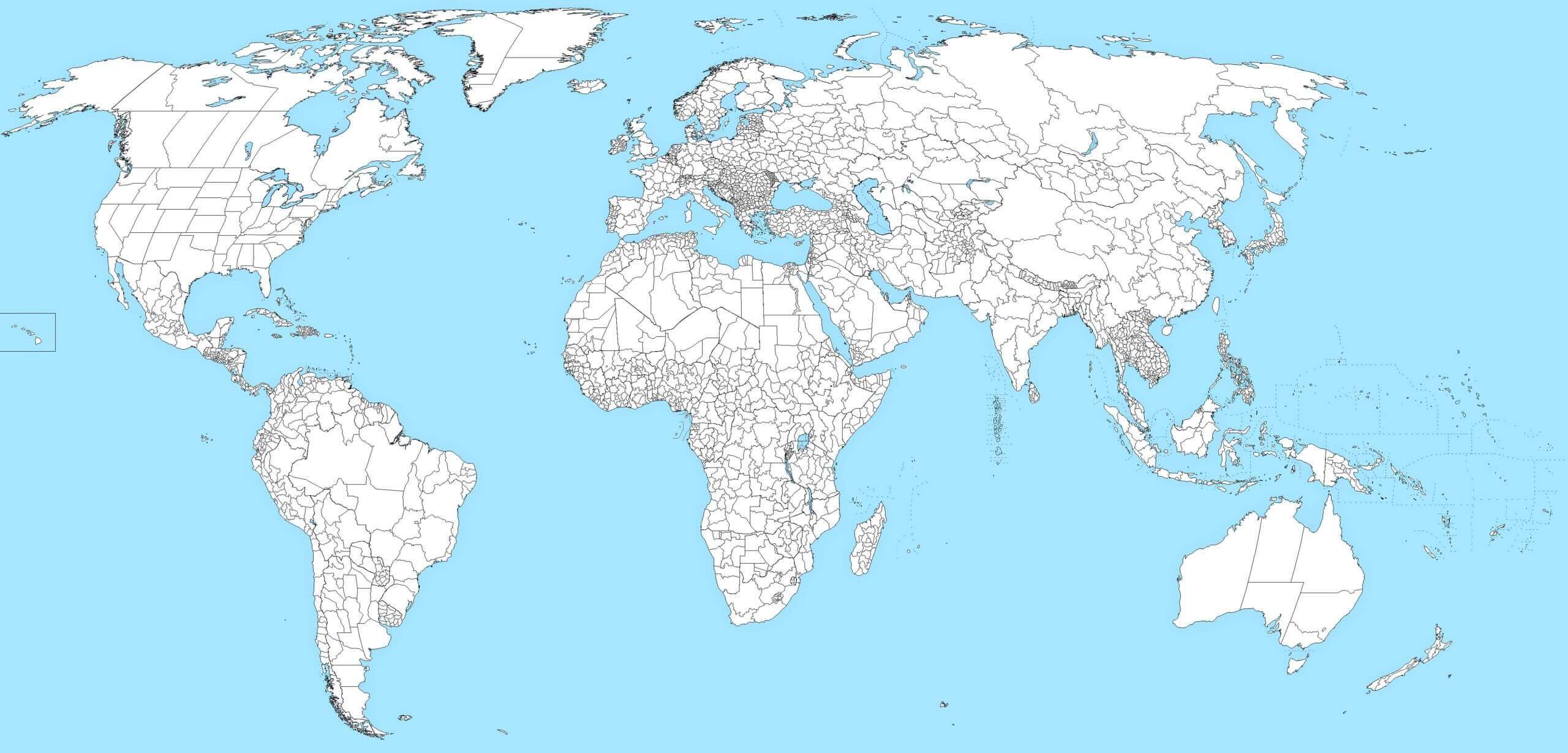 Grande carte du Monde vierge contours