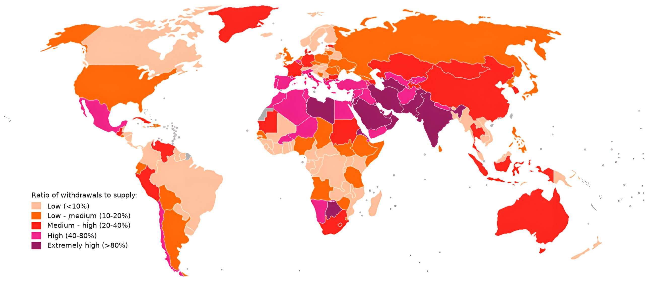 Grande carte mondiale penurie deau