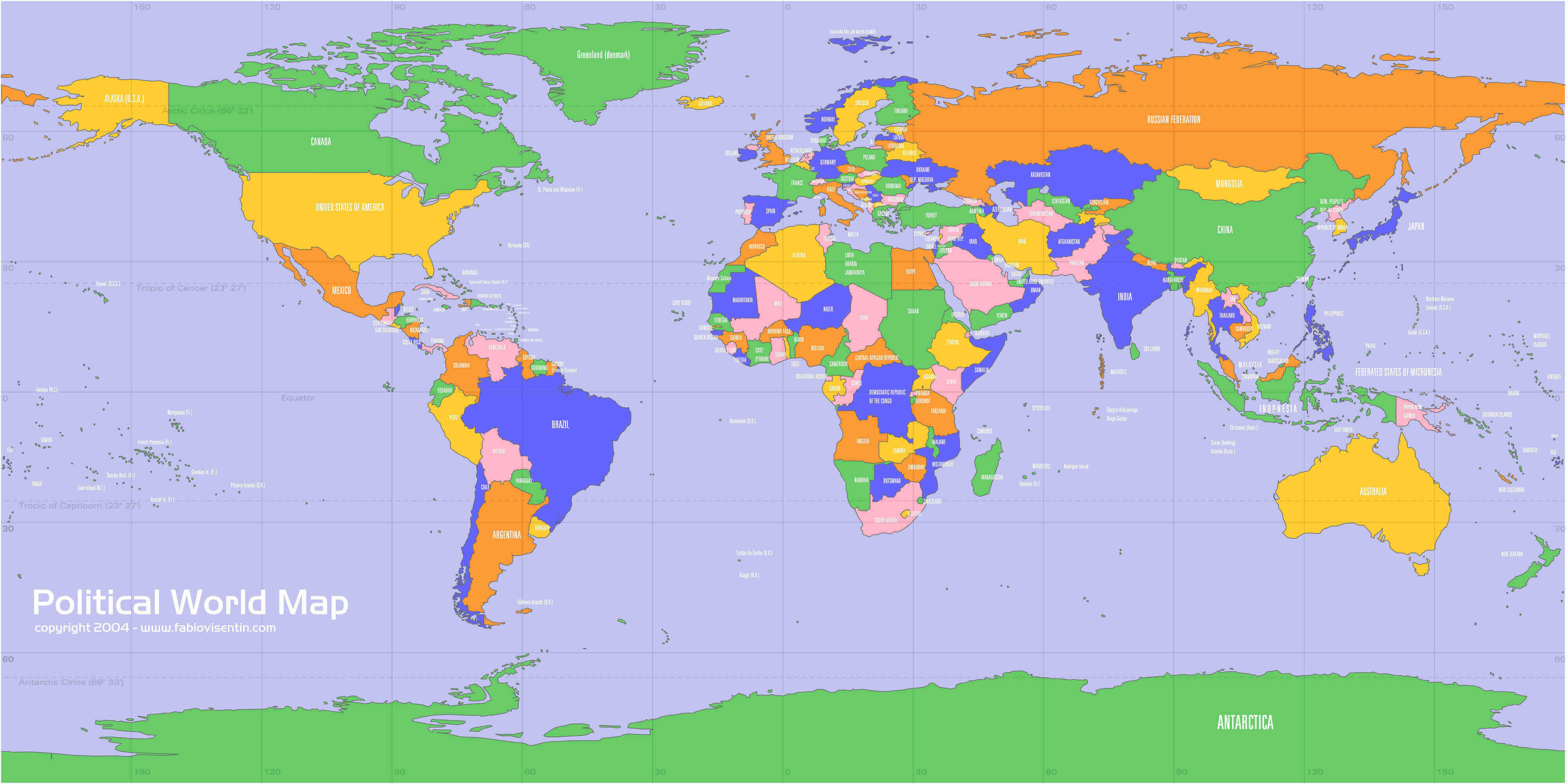 Grande carte politique du Monde gratuite haute resolution