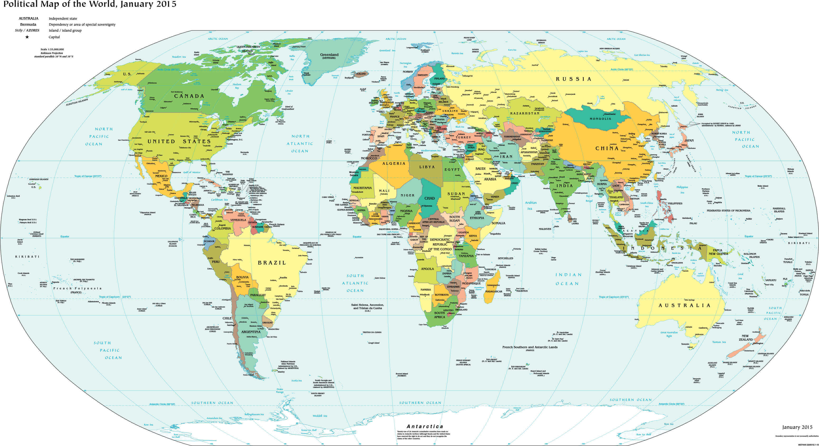 Grande carte politique du Monde gratuite