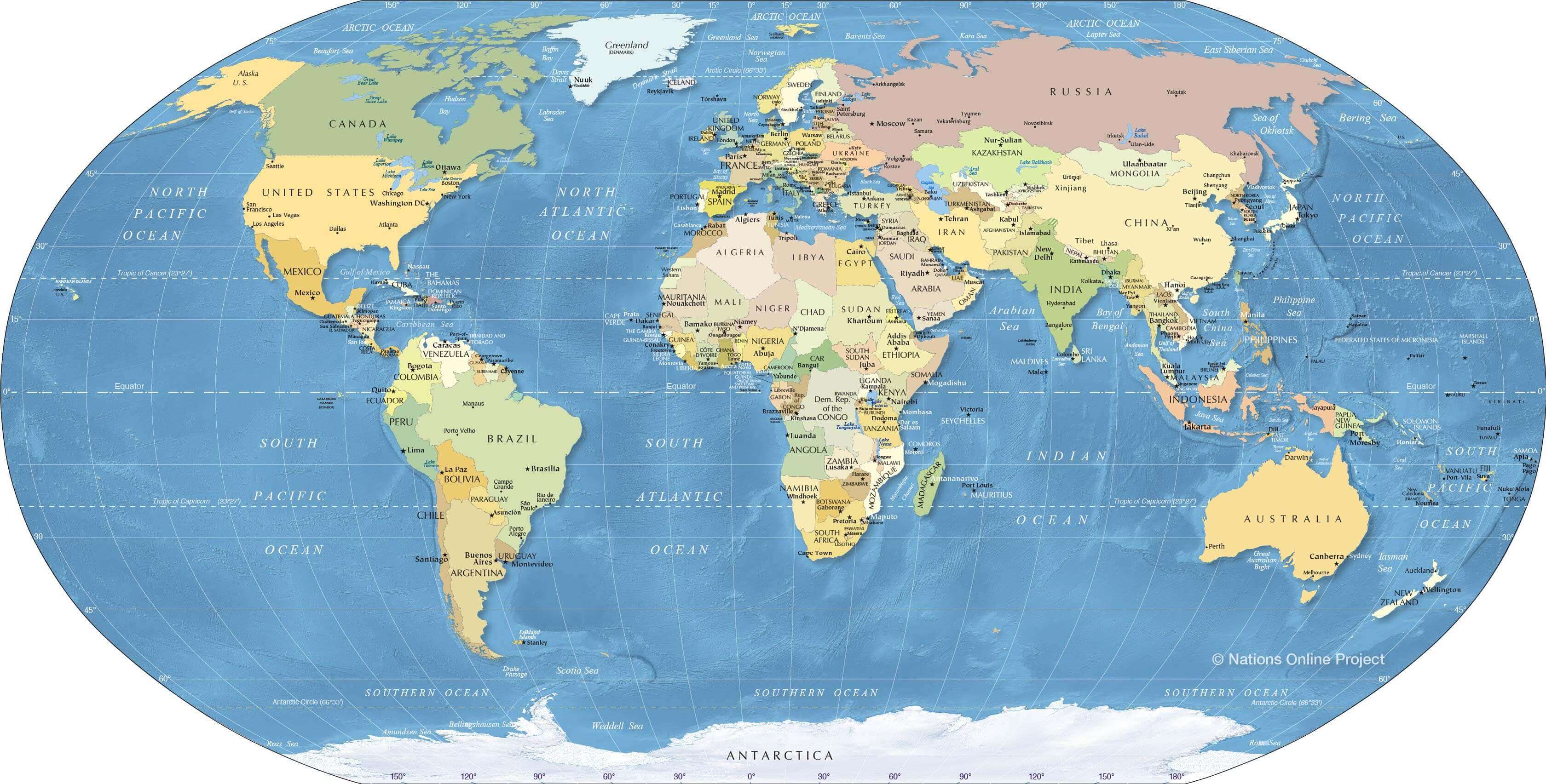 Grande carte politique du Monde haute resolution