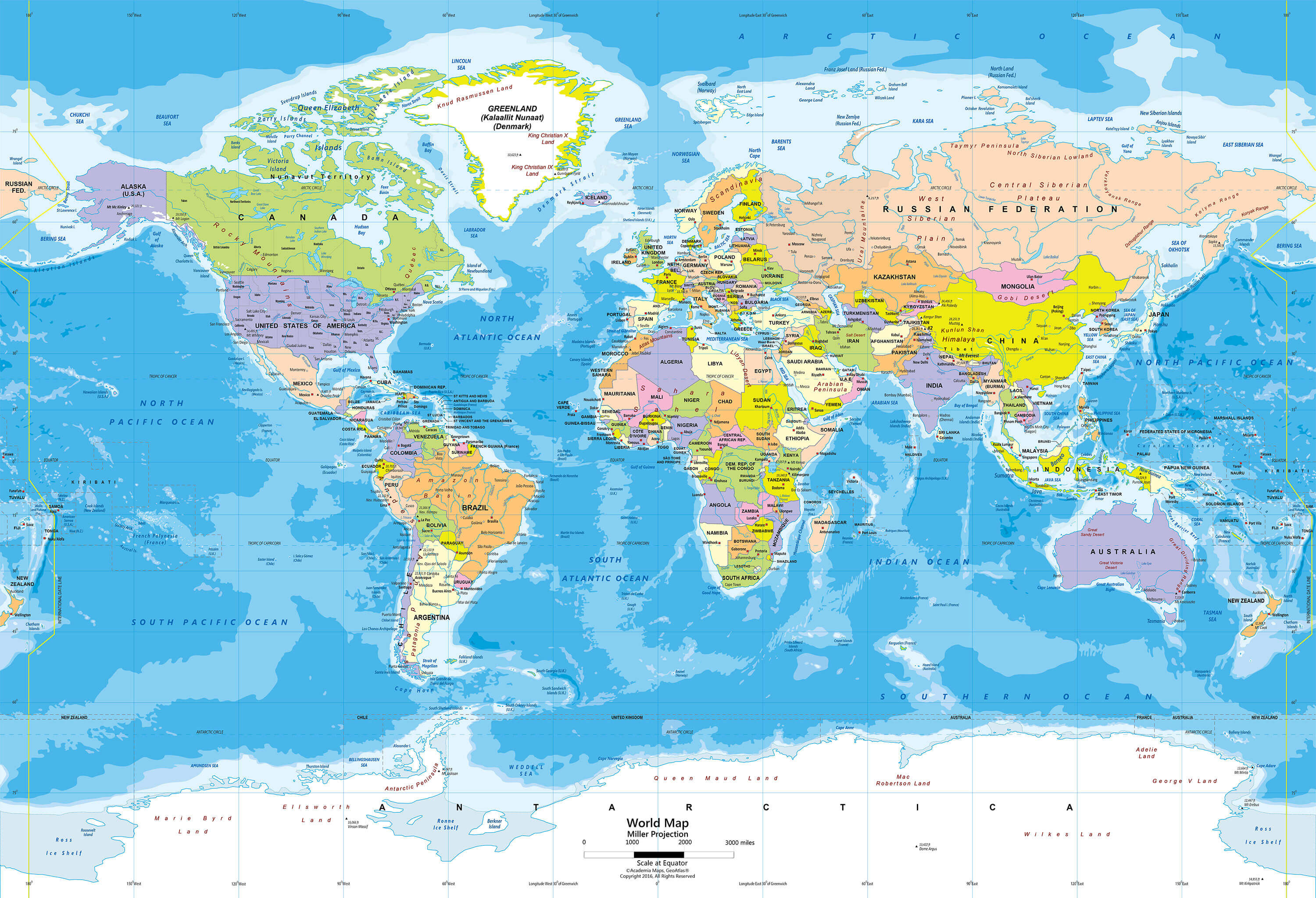 Grande carte politique du Monde