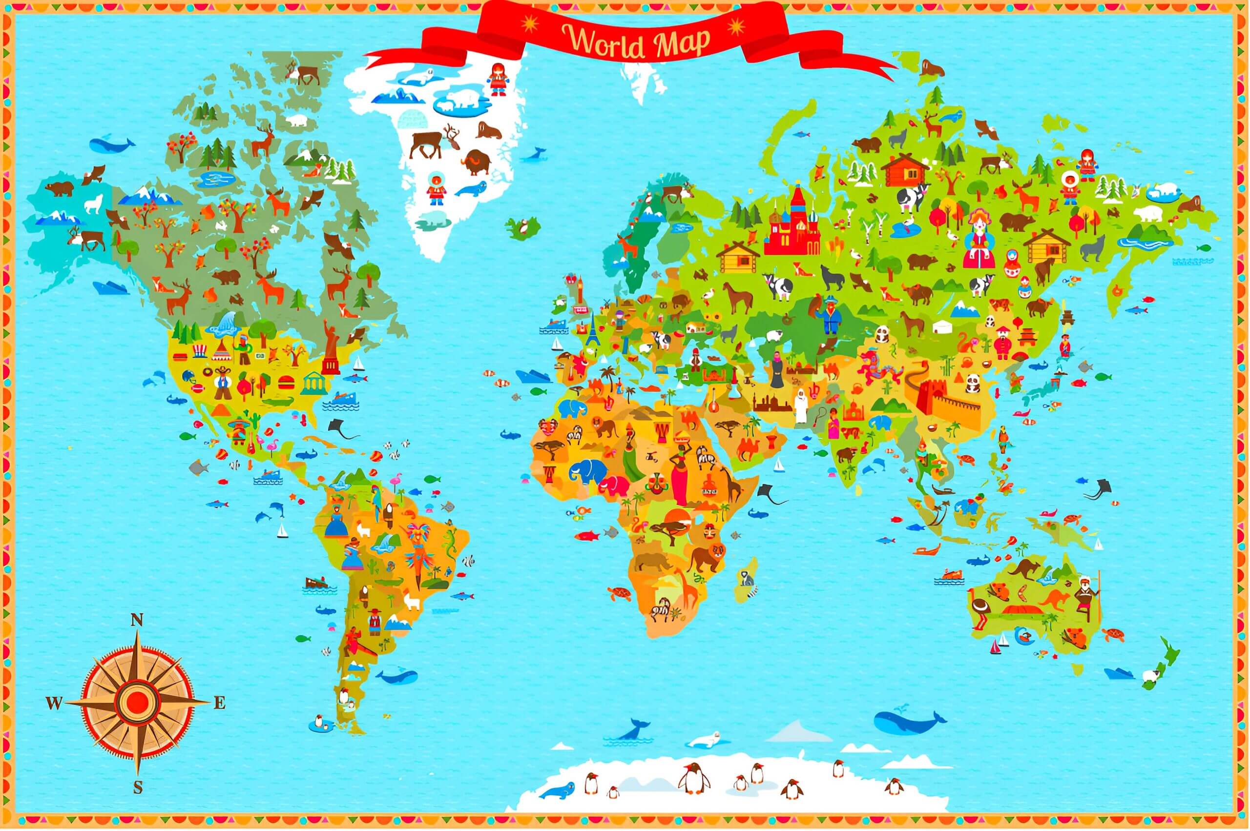 Grande carte touristique du Monde	