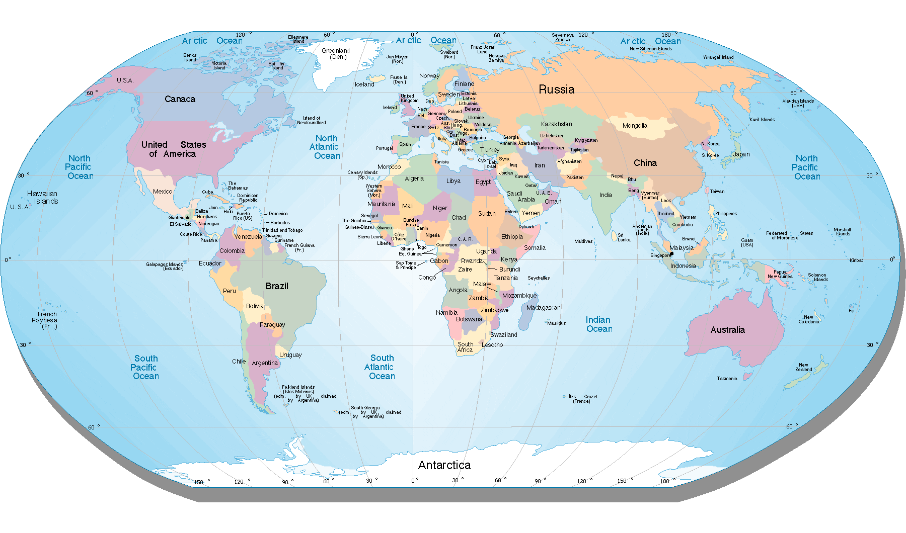 Carte politique du Monde haute resolution