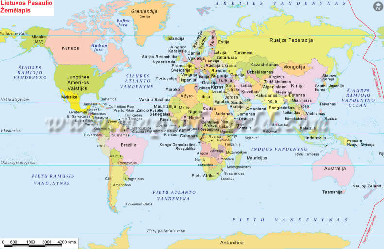 Monde Carte en Lituanie Langue