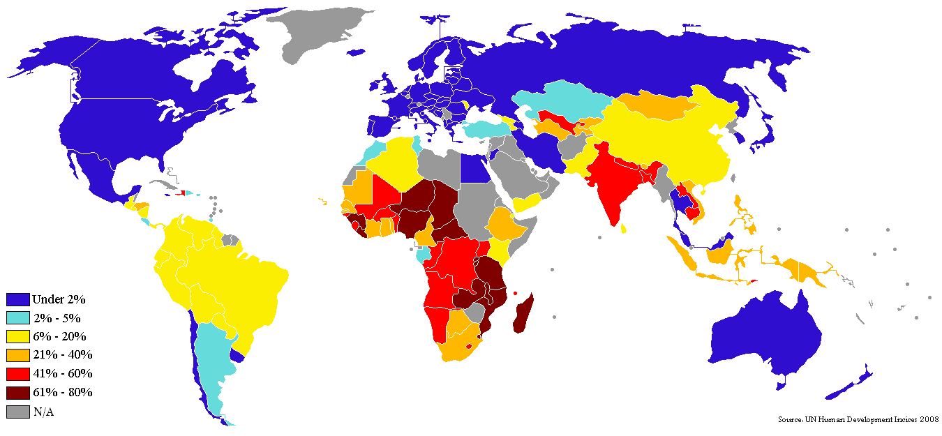 Monde Carte Sous 1 Dollar Vie Population