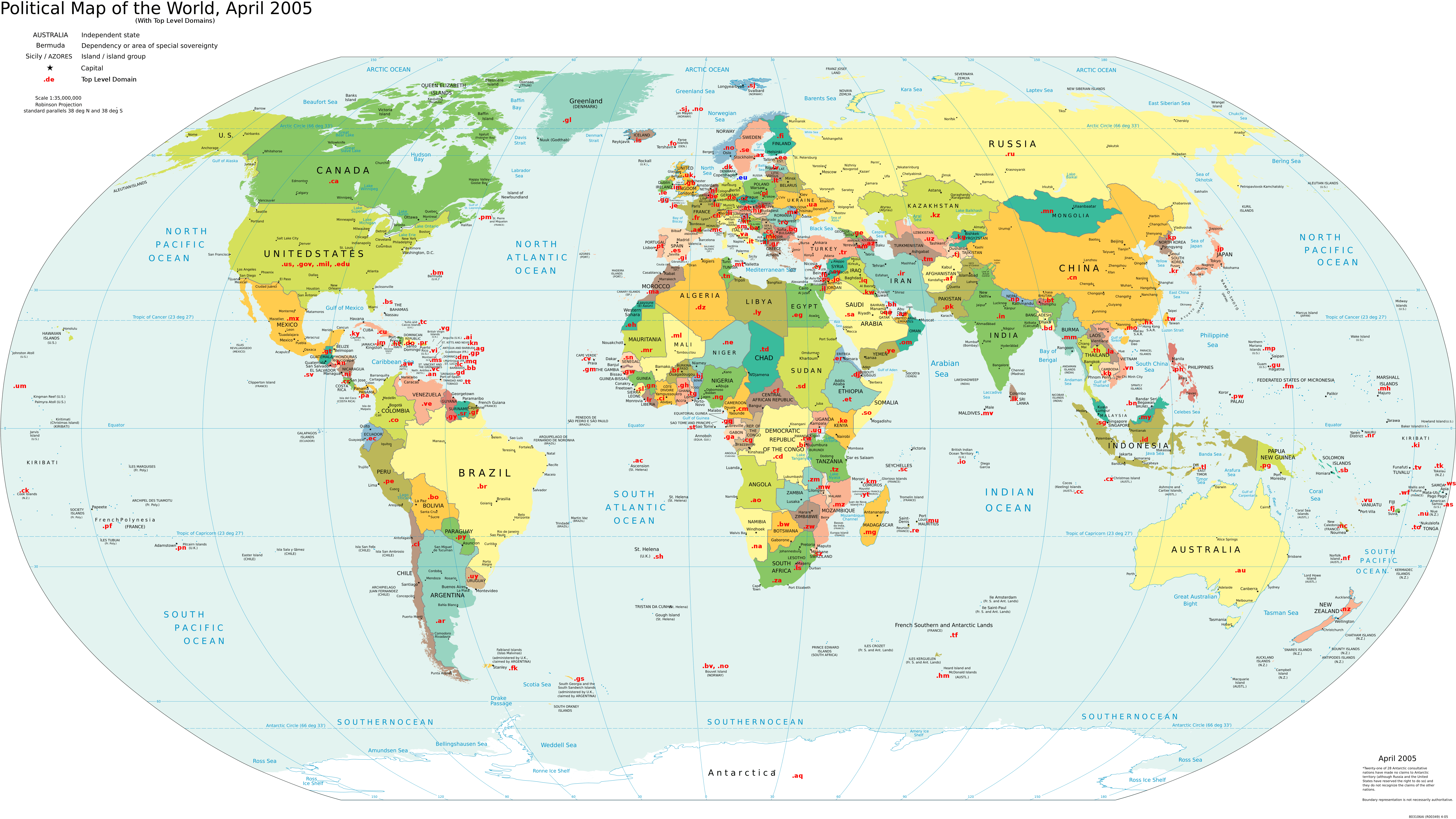 Monde Domaine Extensions Carte