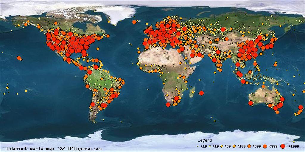 Monde Internet Usage Carte