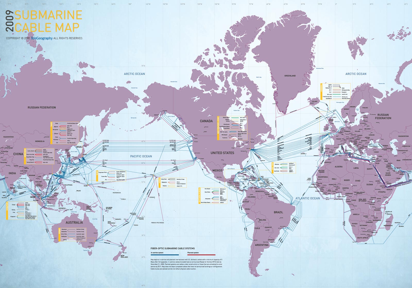 Monde Submarine Cable Carte