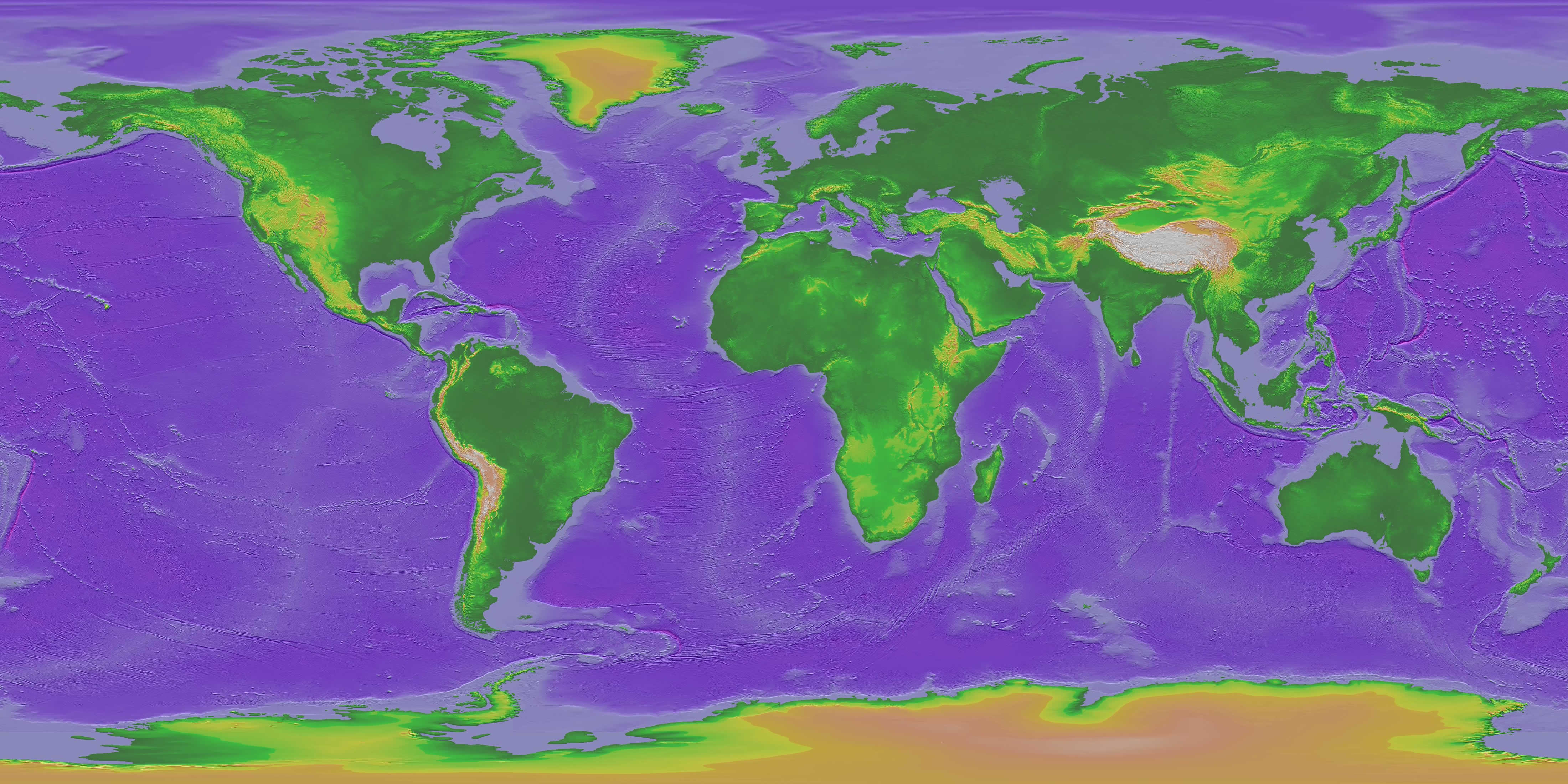 Monde Topographie Bathymetry Carte