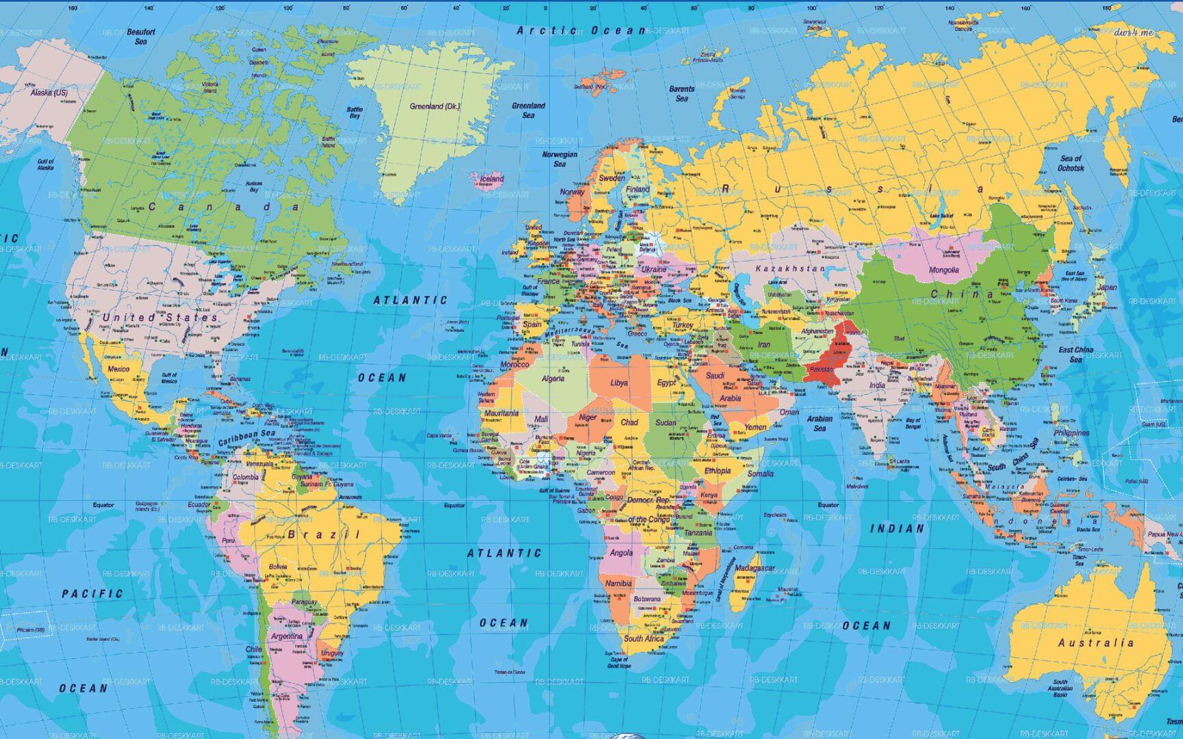 Grands fonds decran carte du Monde