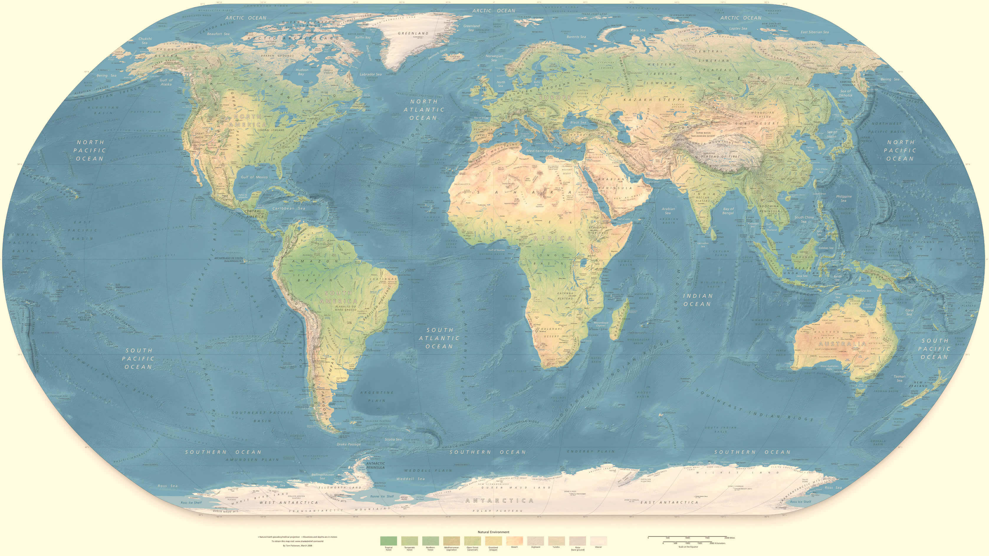 Physique Carte du Monde